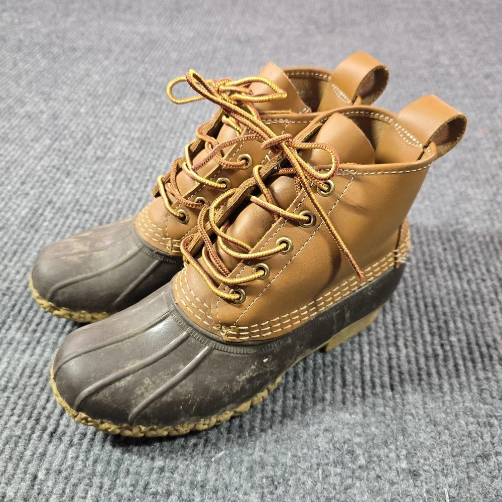 LL‎ Bean Bean Boots Mens Size 6M Brown Leather Rubber Waterproof Duck USA